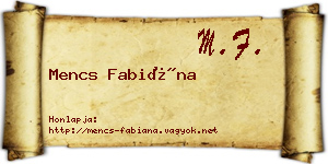 Mencs Fabiána névjegykártya